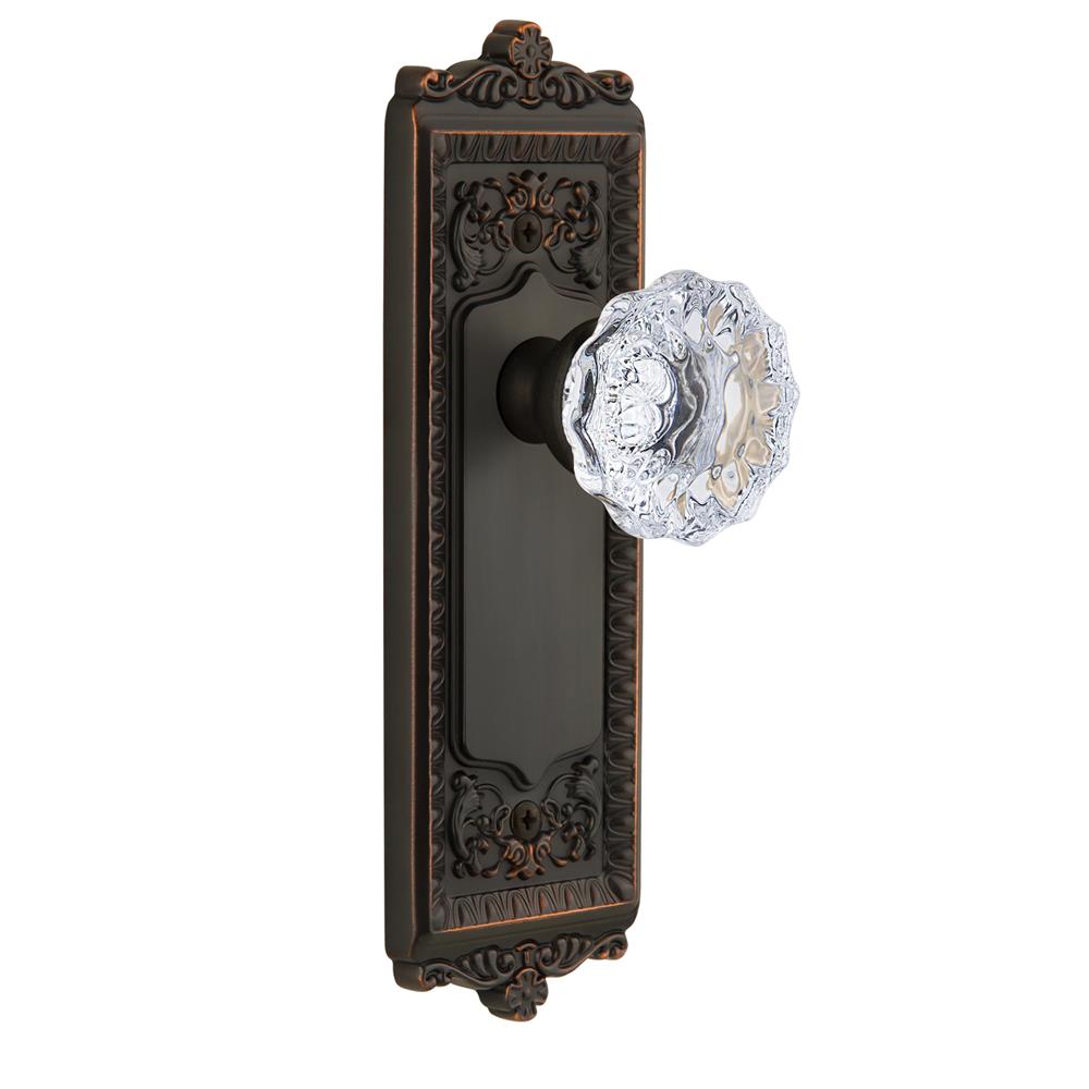 Grandeur by Nostalgic Warehouse WINFON Privacy Knob - Windsor Plate with Fontainebleau Crystal Knob in Timeless Bronze